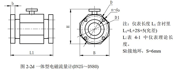 dn250电磁流量计外形尺寸图二