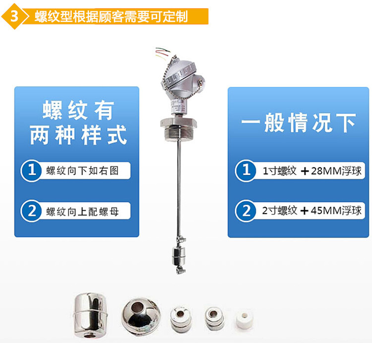 氨水浮球液位计螺纹分类图