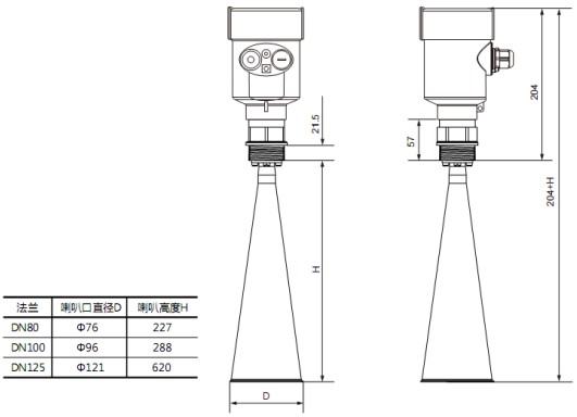 工业雷达液位计RD708外形尺寸图