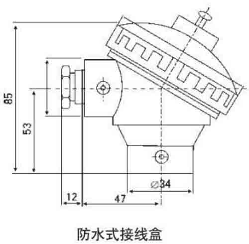 法兰式热电阻防水接线盒结构图